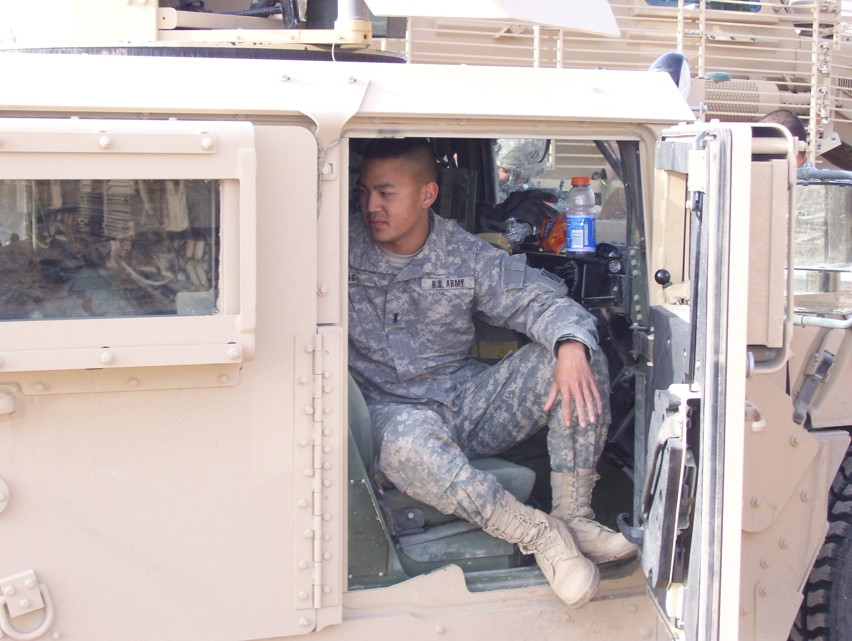 Tim in Humvee